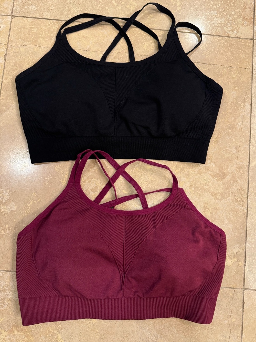 BOGO Soma Seamless Crisscross Strappy Sports Bras - Black & Burgundy